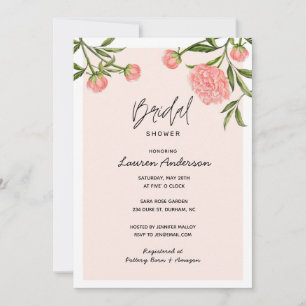 Waterverf Peony Modern Roze Vrijgezellenfeest Kaart