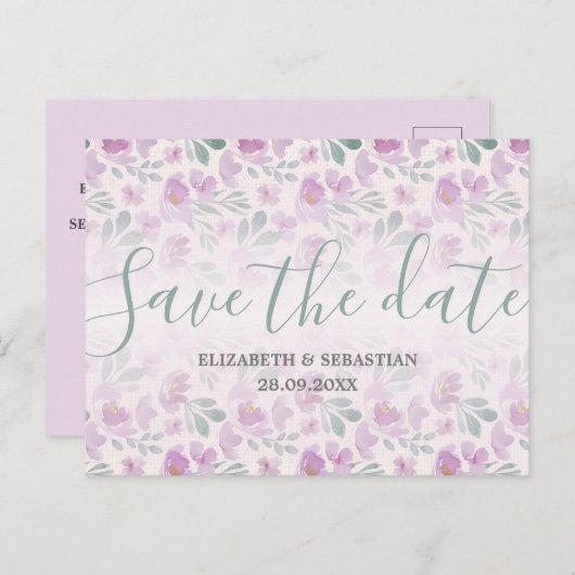 Waterverf Peony Ombre Aankondigingskaart (Voorkant / Achterkant)