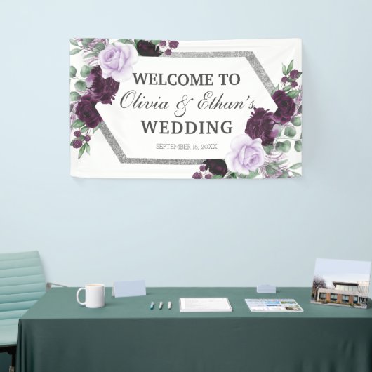 Waterverf Peony Paars Gray Silver Fall Wedding Spandoek (Beurs)