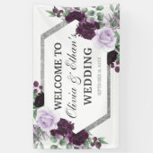 Waterverf Peony Paars Gray Silver Fall Wedding Spandoek (Verticaal)