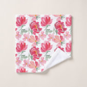 Waterverf Peony Pattern Bad Handdoek (Wasdoekje)
