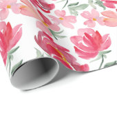 Waterverf Peony Pattern Cadeaupapier (Rol Hoek)