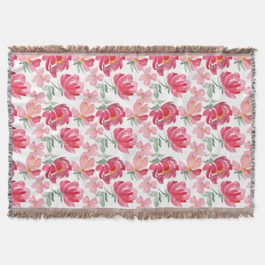 Waterverf Peony Pattern Deken (Voorkant)