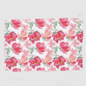 Waterverf Peony Pattern Golfhanddoek (Horizontaal)