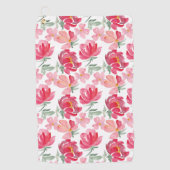 Waterverf Peony Pattern Golfhanddoek (Voorkant)