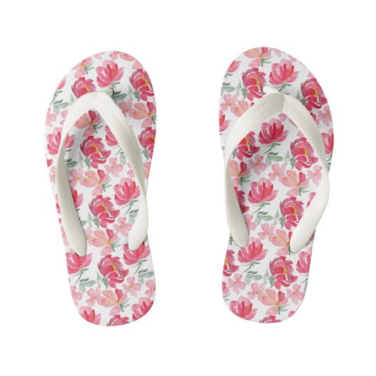 Waterverf Peony Pattern Kinder Teenslippers (Voetbed)