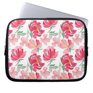 Waterverf Peony Pattern Laptop Sleeve