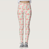 Waterverf Peony Pattern Leggings (Voorkant)