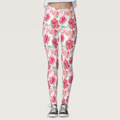 Waterverf Peony Pattern Leggings (Voorkant)