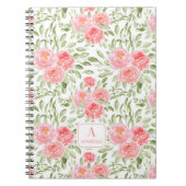 Waterverf Peony Pattern Monogram Notitieboek (Voorkant)