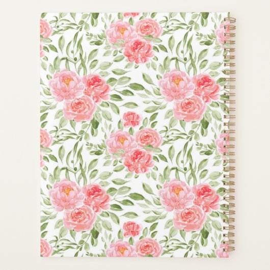 Waterverf Peony Pattern Monogram Planner (Achterkant)