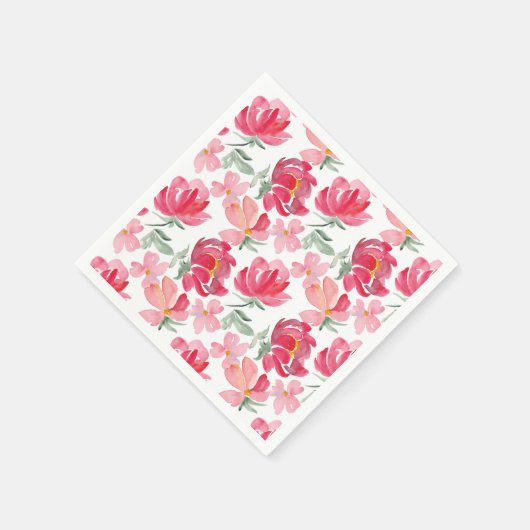 Waterverf Peony Pattern Servet (Hoek)