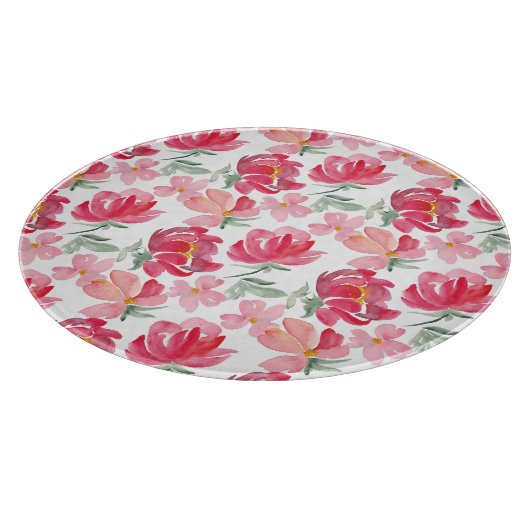 Waterverf Peony Pattern Snijplank (Hoek)