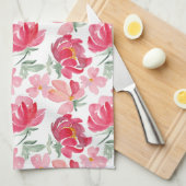 Waterverf Peony Pattern Theedoek (Quarter Fold)