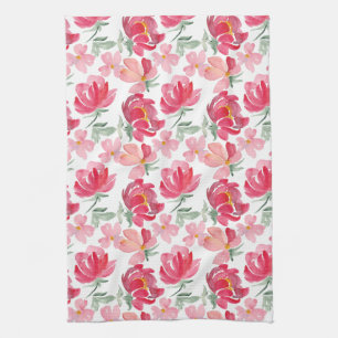 Waterverf Peony Pattern Theedoek