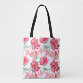 Waterverf Peony Pattern Tote Bag (Voorkant)