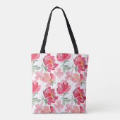 Waterverf Peony Pattern Tote Bag (Achterkant)