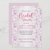 Waterverf Peony Pink en Paarse uitnodiging (Voorkant / Achterkant)