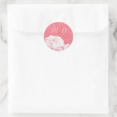 Waterverf Peony Pink Wedding Ronde Sticker (Tas)