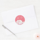 Waterverf Peony Pink Wedding Ronde Sticker (Envelop)
