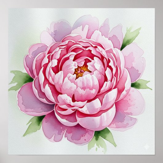 Waterverf Peony Poster (Voorkant)