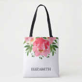 Waterverf Peony Rozen Floral Wedding Tote Bag (Voorkant)
