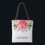 Waterverf Peony Rozen Floral Wedding Tote Bag<br><div class="desc">Gift deze prachtige gepersonaliseerde canvas tas met levendige bloesems in roze en roomtinten,  die gepersonaliseerd is in het teken van het chic lettering. OBJECTEN AANPASSEN in onze winkel.</div>