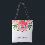 Waterverf Peony Rozen Floral Wedding Tote Bag<br><div class="desc">Gift deze prachtige gepersonaliseerde canvas tas met levendige bloesems in roze en roomtinten, die gepersonaliseerd is in het teken van het chic lettering. OBJECTEN AANPASSEN in onze winkel.</div>