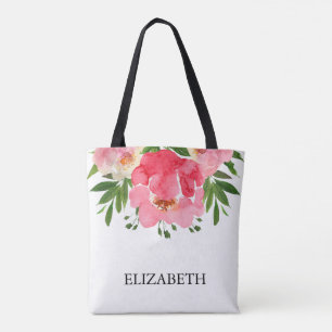 Waterverf Peony Rozen Floral Wedding Tote Bag