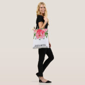 Waterverf Peony Rozen Floral Wedding Tote Bag (Op model)