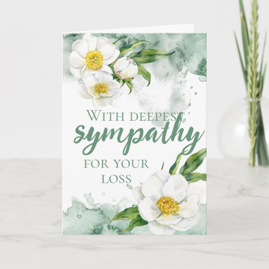 Waterverf Peony Sympathie Kaart (Voorkant)