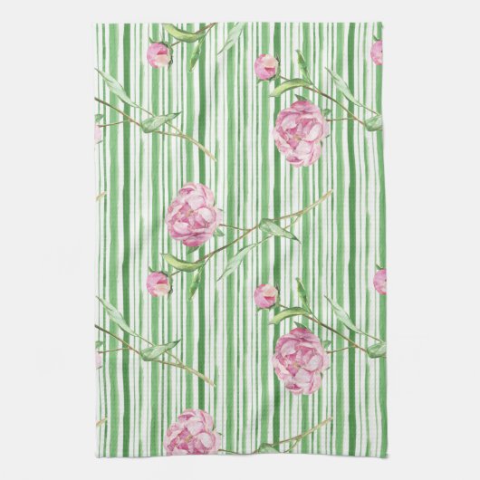 waterverf peony theedoek (Verticaal)