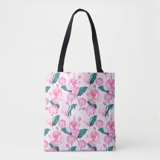 Waterverf Peony Tote Bag (Voorkant)