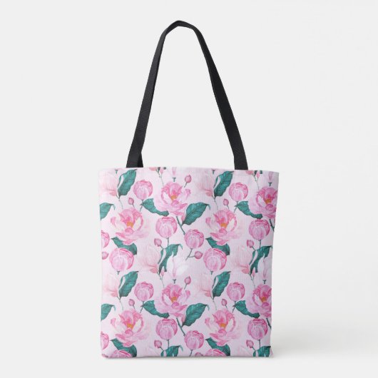 Waterverf Peony Tote Bag (Achterkant)