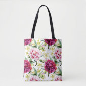 Waterverf Peony Tote Bag (Voorkant)