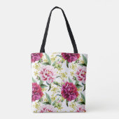 Waterverf Peony Tote Bag (Achterkant)
