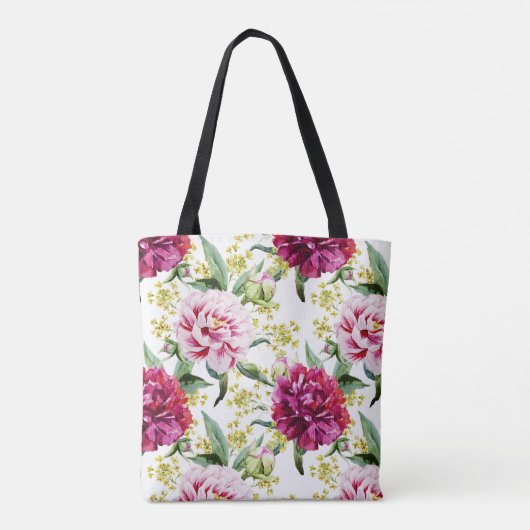 Waterverf Peony Tote Bag (Achterkant)