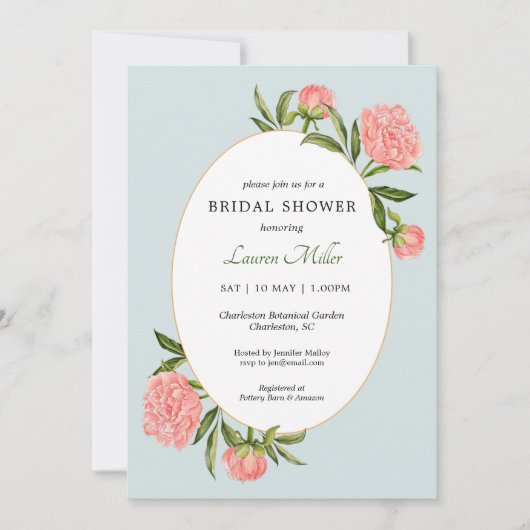 Waterverf Peony  Vrijgezellenfeest Aankondiging (Voorkant)