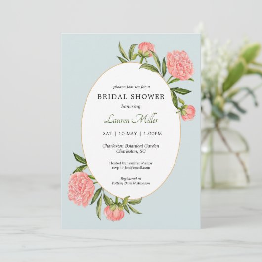 Waterverf Peony  Vrijgezellenfeest Aankondiging (Staand voorkant)