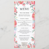 Waterverf Peony Vrijgezellenfeest Menu (Voorkant)