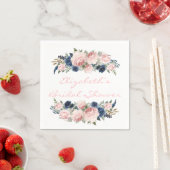 Waterverf Peony Wedding, blush Pink Navy Servet (Insitu)