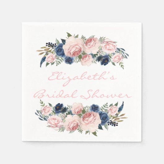 Waterverf Peony Wedding, blush Pink Navy Servet (Voorkant)
