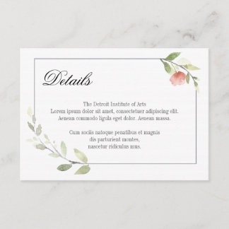 Waterverf Peony Wedding Invitation - Enclosure Informatiekaartje