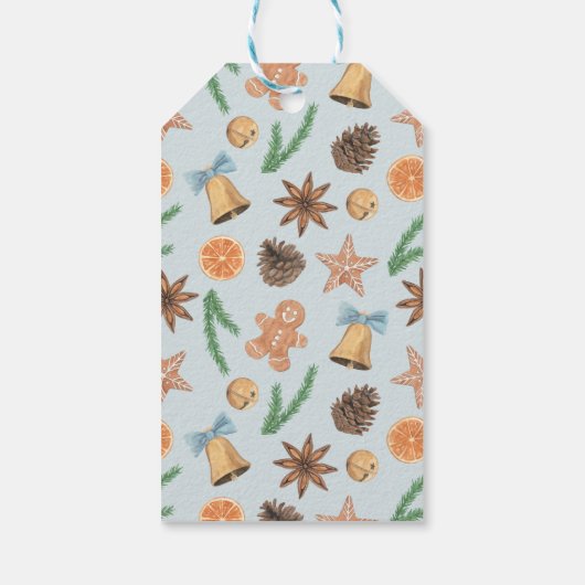 Waterverf peperkoek en klokken cadeaulabel (Achterkant)