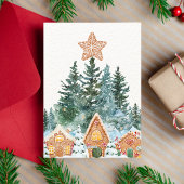 Waterverf peperkoek huis neutraal kerst feestdagenkaart