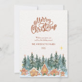 Waterverf peperkoek huis neutraal kerst feestdagenkaart (Voorkant)
