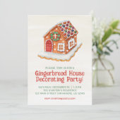 Waterverf peperkoek huis versieren kerst kaart (Staand voorkant)