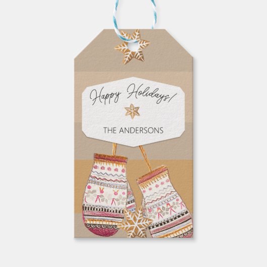 Waterverf peperkoek karamel tonen cadeaulabel (Voorkant)