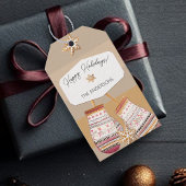 Waterverf peperkoek karamel tonen cadeaulabel