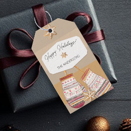 Waterverf peperkoek karamel tonen cadeaulabel